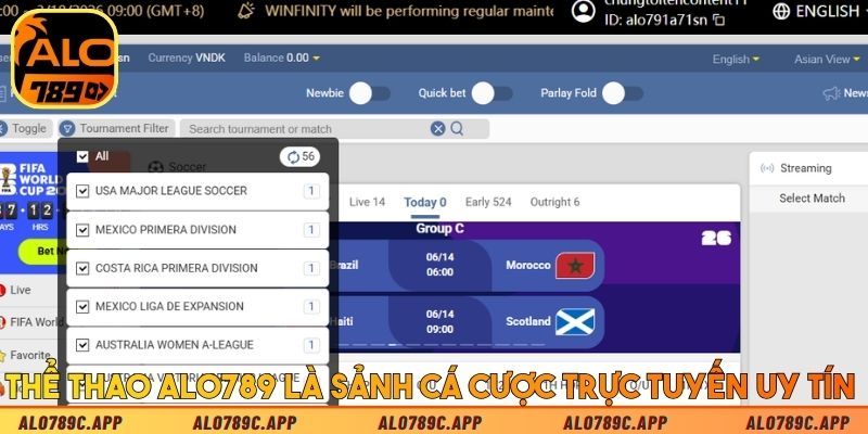 Thể thao ALO789 là sảnh cá cược trực tuyến uy tín